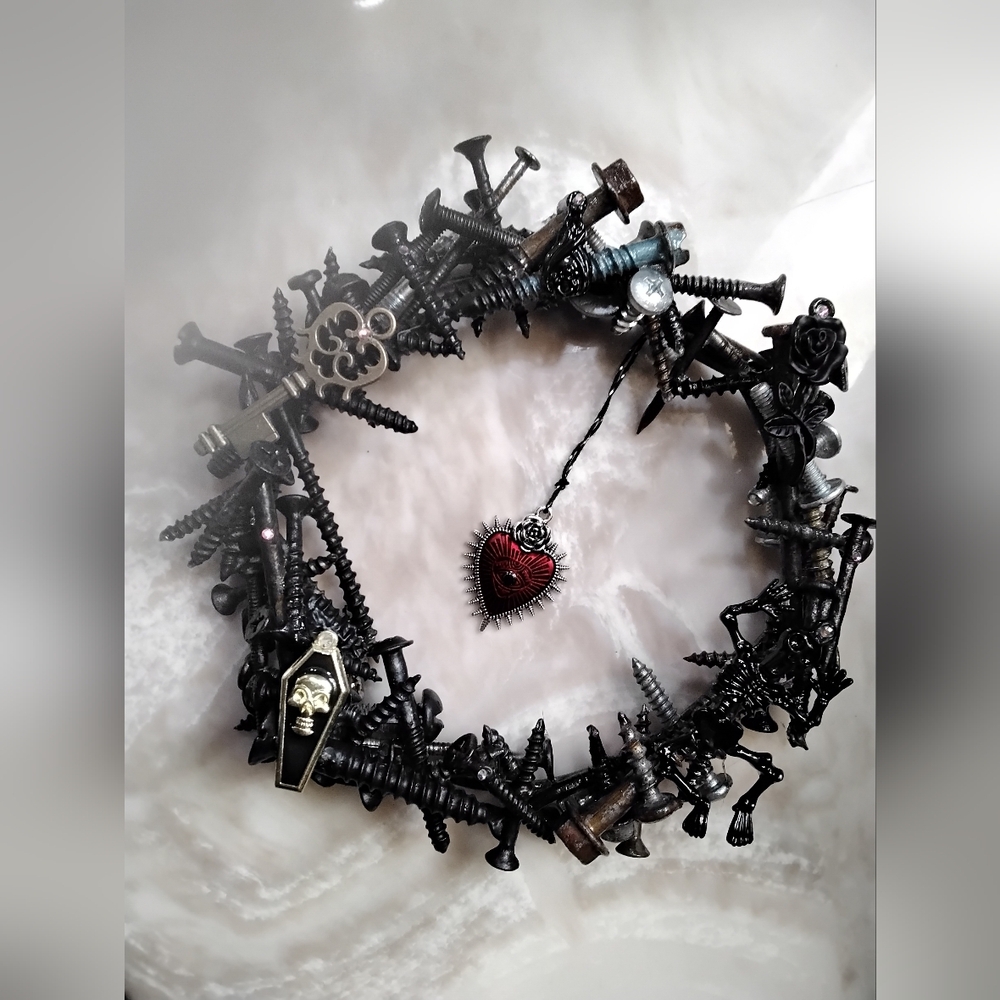Altered art wreath-One of a kind!